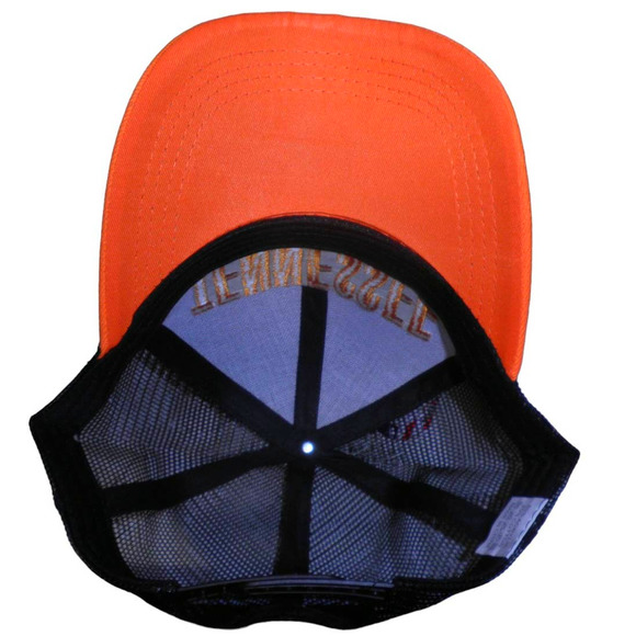 Tennessee Ball Cap, Black Mesh, Orange Embroidery and Bill, Snapback Trucker Hat - Picture 4 of 4